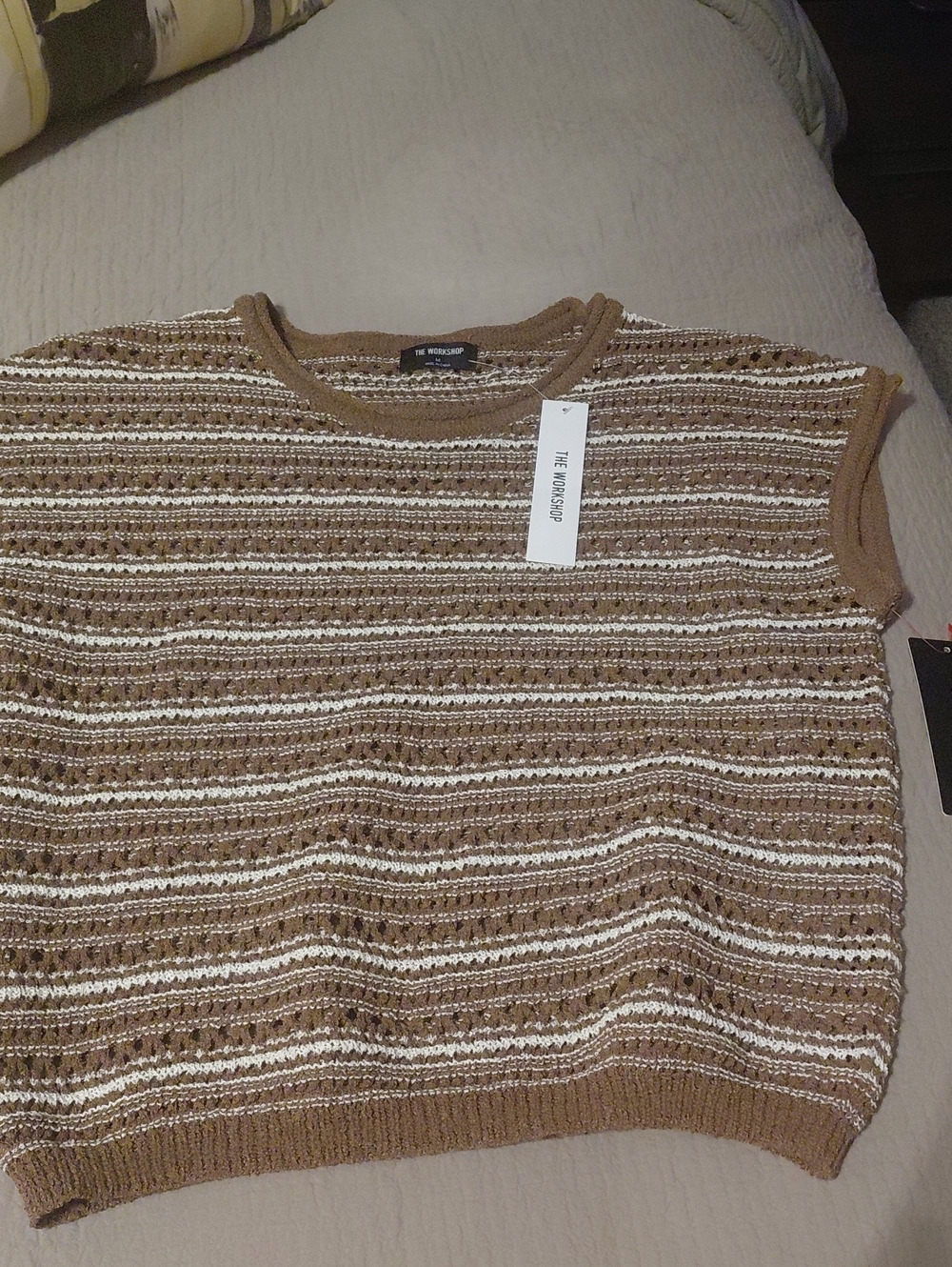 Workshop Republic Clothing Womens Brown & White Striped Knit Sweater